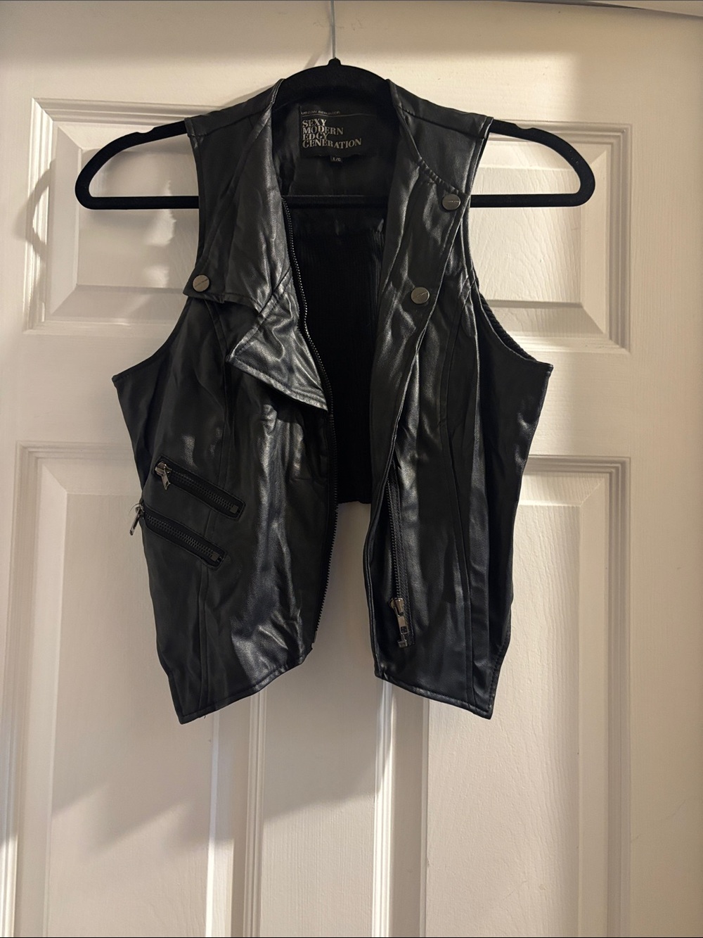 Urban Behavior Black Faux Leather Sleeveless Moto Vest